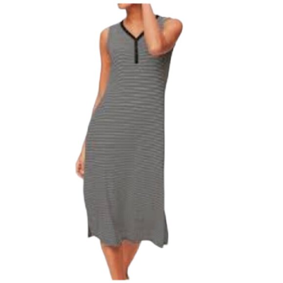 Talbots Stripe Sleeveless Henley Dress, PXL - Picture 11 of 12